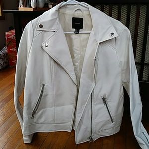 White Faux Leather Moto Jacket
